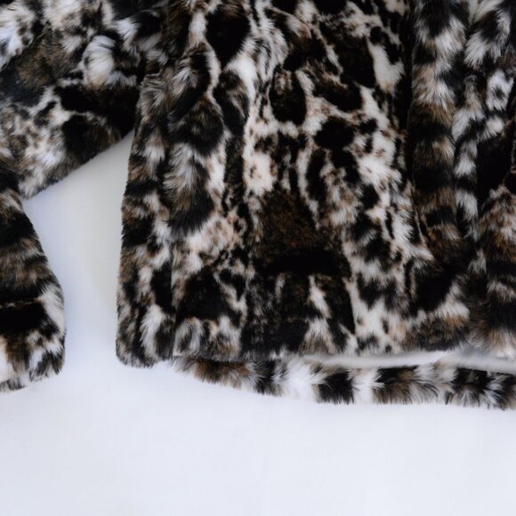 Band Of The Free Cream And Brown Animal Print Fake Fur Mob Wife Cropped Jacket S - Picture 8 of 11